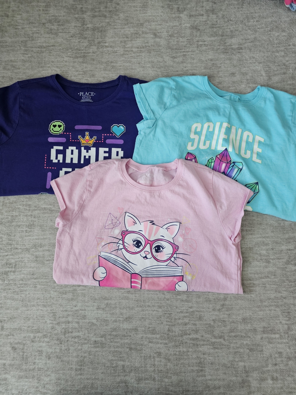The Children's Place Girls' Short Sleeve Tee Trio - Purple, Aqua, Pink